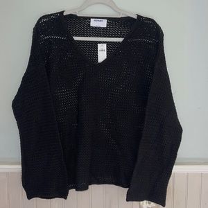 NWT Old Navy women’s L vneck crochet long sleeve sweater top
